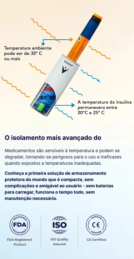 Proteger seus mediamentos nunca foi tão fácil, segurança garantida em cada dose: o único estojo com isolamento térmico, patenteado e validado